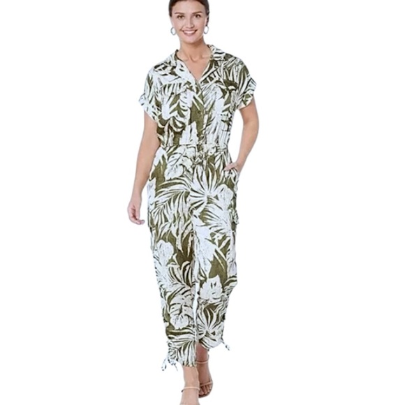 LAUREN RALPH LAUREN Safari Jumpsuit Palm Print Green/Cream Woman’s Size 16 NWOT - Picture 15 of 15